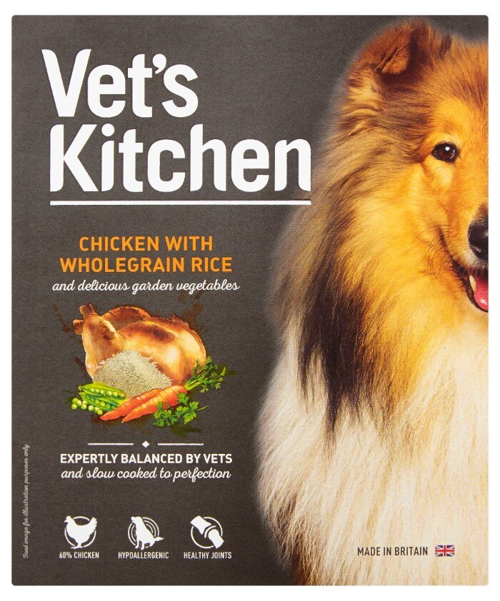 Vet's Kitchen Adult Chicken with Wholegrain Rice Dog Trays - 10 x 395g
